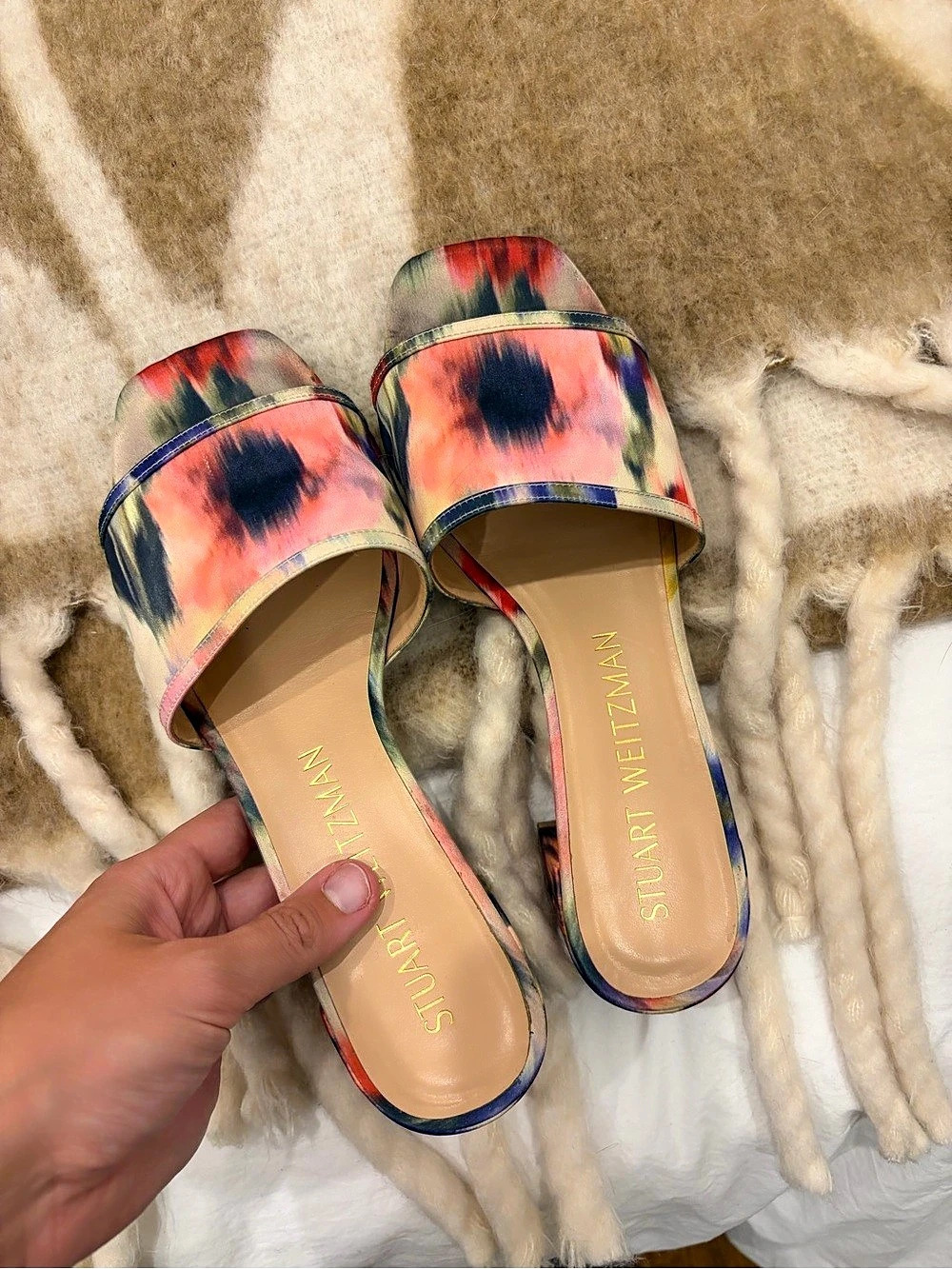 Stuart Weitzman SF862 Abstract Multicolor Mules US 9.5